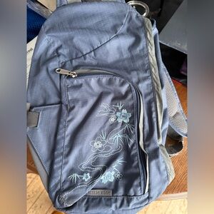 Title Nine Gray Backpack with Floral Embroidery